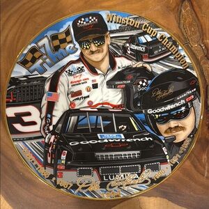 Dale Earnhardt 22K Gold Trim Licensed Ceramic Collector Plate 7 Time Champion